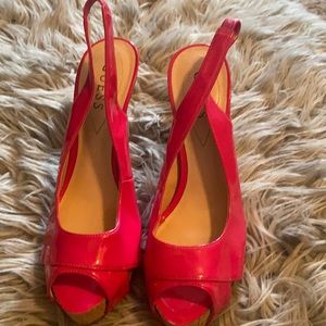 Pink guess open toe heels size 8